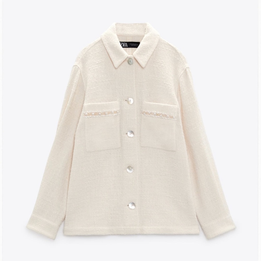 Zara NWT Textured Pearl Jacket